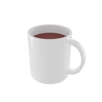 a white mug with a red liquid inside