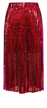 a red skirt with sequins on the bottom