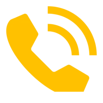 a yellow phone icon with the words contact, free on it