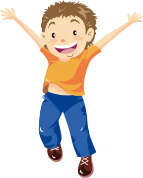 a boy jumping in the air
