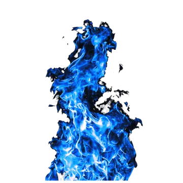 a blue fire on a white background