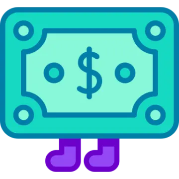 a cartoon character holding a dollar sign