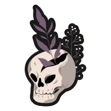 a skull with feathers on it's head