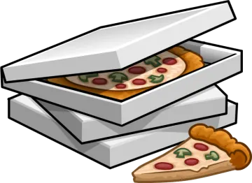 a pizza box with two slices of pizza inside