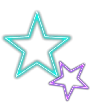 two neon stars on a white background