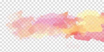a pink and yellow watercolor splash on a white background