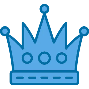 a blue crown on a white background