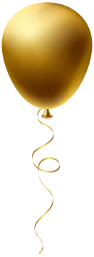 a balloon with a gold ribbon hanging from it