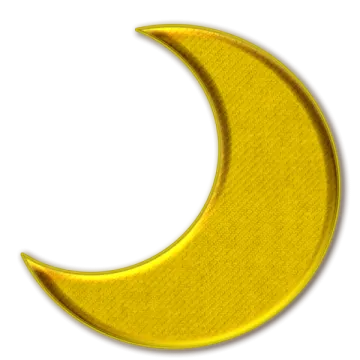 a yellow crescent on a white background