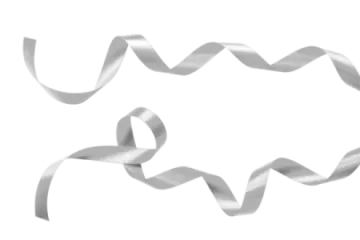 a white ribbon is shown in the shape of a heart
