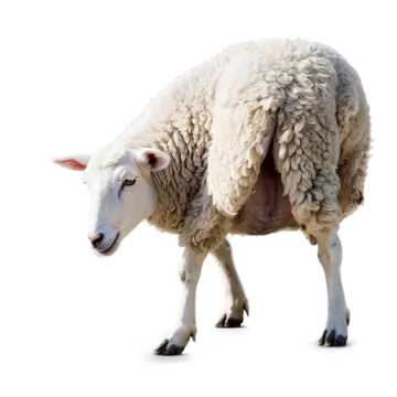 a sheep is standing on a white surface