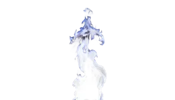 a blue and white flame on a white background