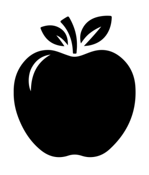 a black and white apple icon