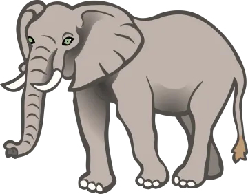 an elephant with green eyes