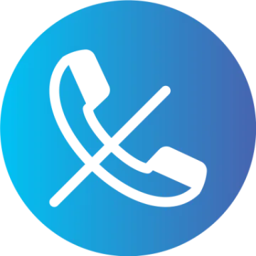 a blue and white icon with a phone in the middle