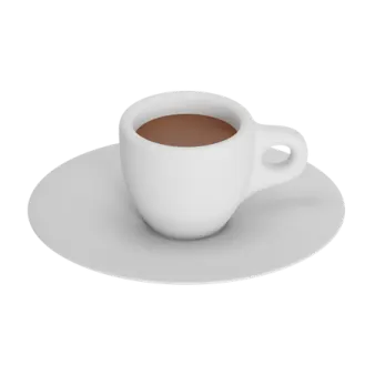 a cup of coffee on a white plate