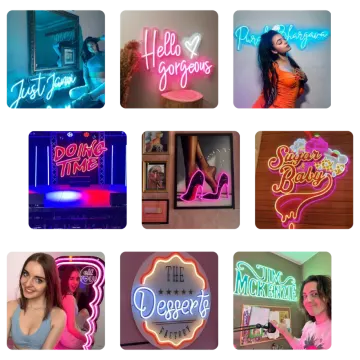 a col of neon signs in various colors