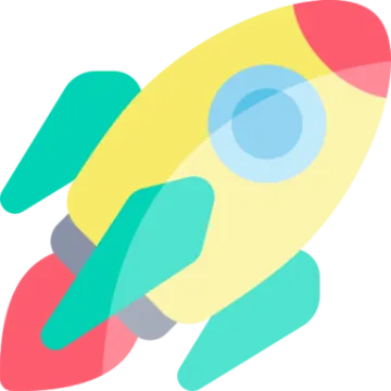 an illustration of a rocket with colorful shapes