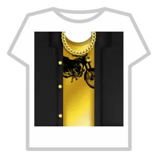 a t - shirt with a gold chain on it
