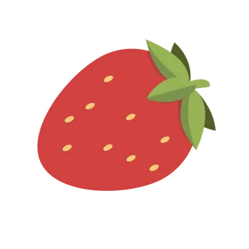 a red strawberry with green leaves on it