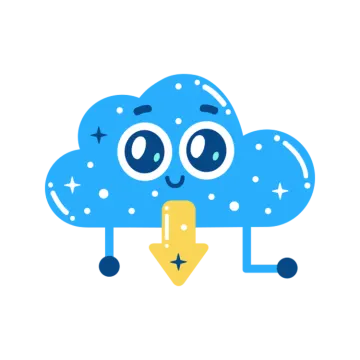 a blue cloud with a pencil in it's mouth