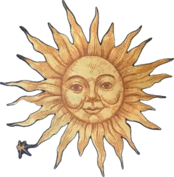 a drawing of the sun on a white background