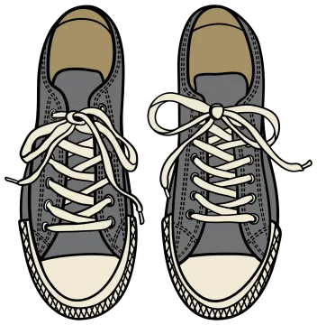 a pair of shoes with laces