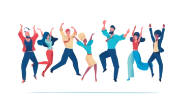 a group of people dancing together