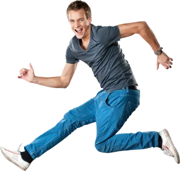 the man is jumping