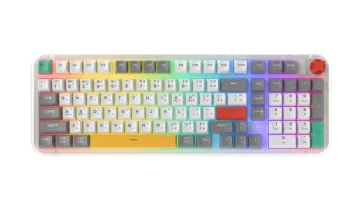 a computer keyboard with colorful keys on it