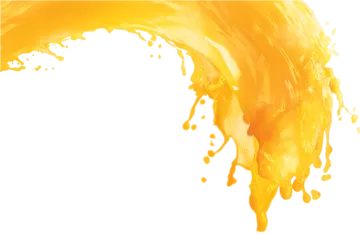 a yellow liquid splash on a white background