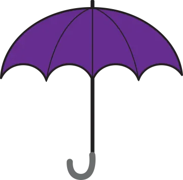 a purple umbrella on a white background