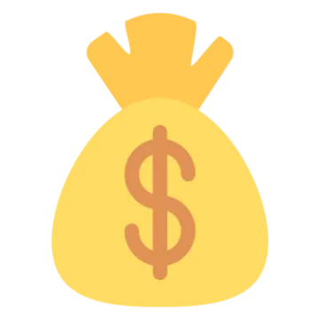 a gold bag with a dollar sign inside