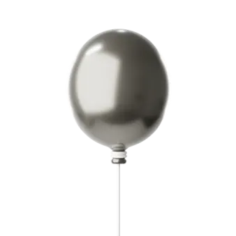 a silver balloon on a white background