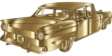 an old car with gold paint on it