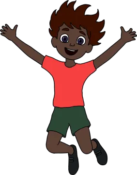 a boy jumping in the air