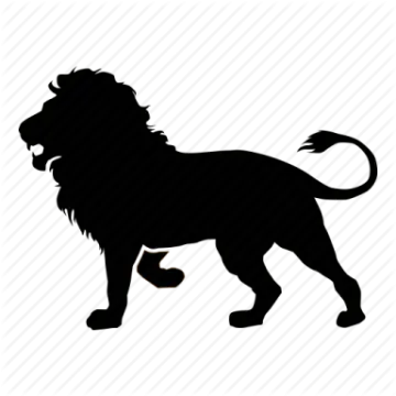a black and white silhouette of a lion
