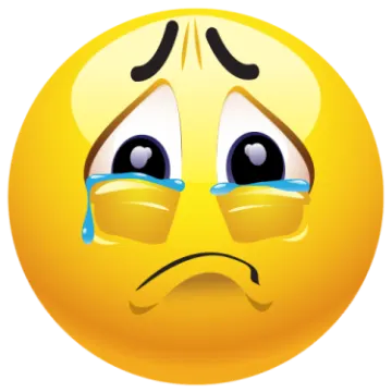 a yellow smiley face with tears on it