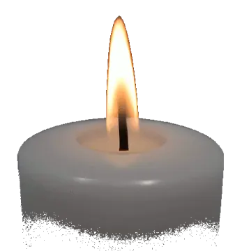 a lit candle on a white background