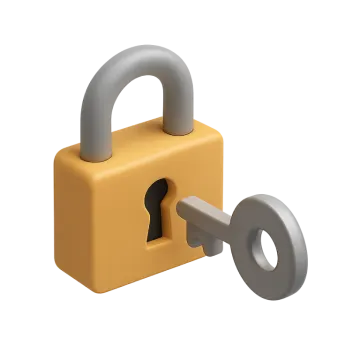 a yellow padlock with a key