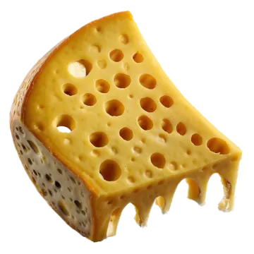 a piece of cheese with holes on it