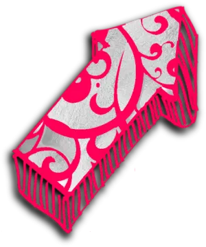 a pink and silver hair comb with an ornate design
