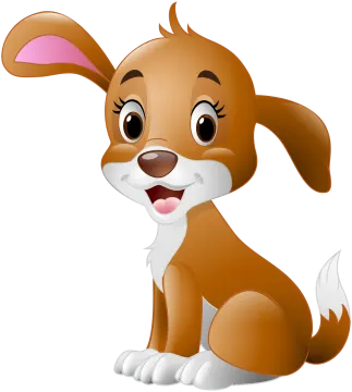a cartoon dog sitting down on the ground