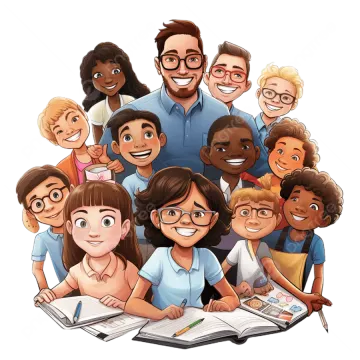 a group of people sitting around a book