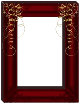 a red frame with gold swirls on it