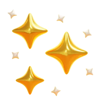 three golden stars on a white background