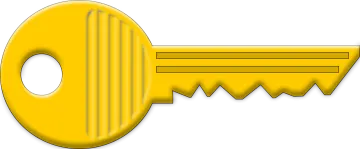 a yellow key on a white background