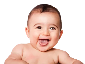 a baby is sticking his tongue out