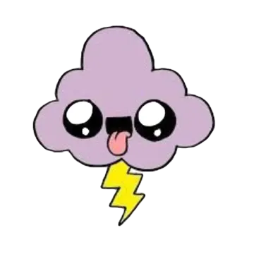 a purple cloud with a lightning bolt on it