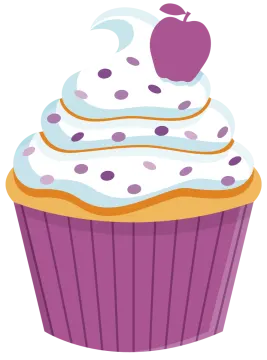 a cupcake with an apple on top